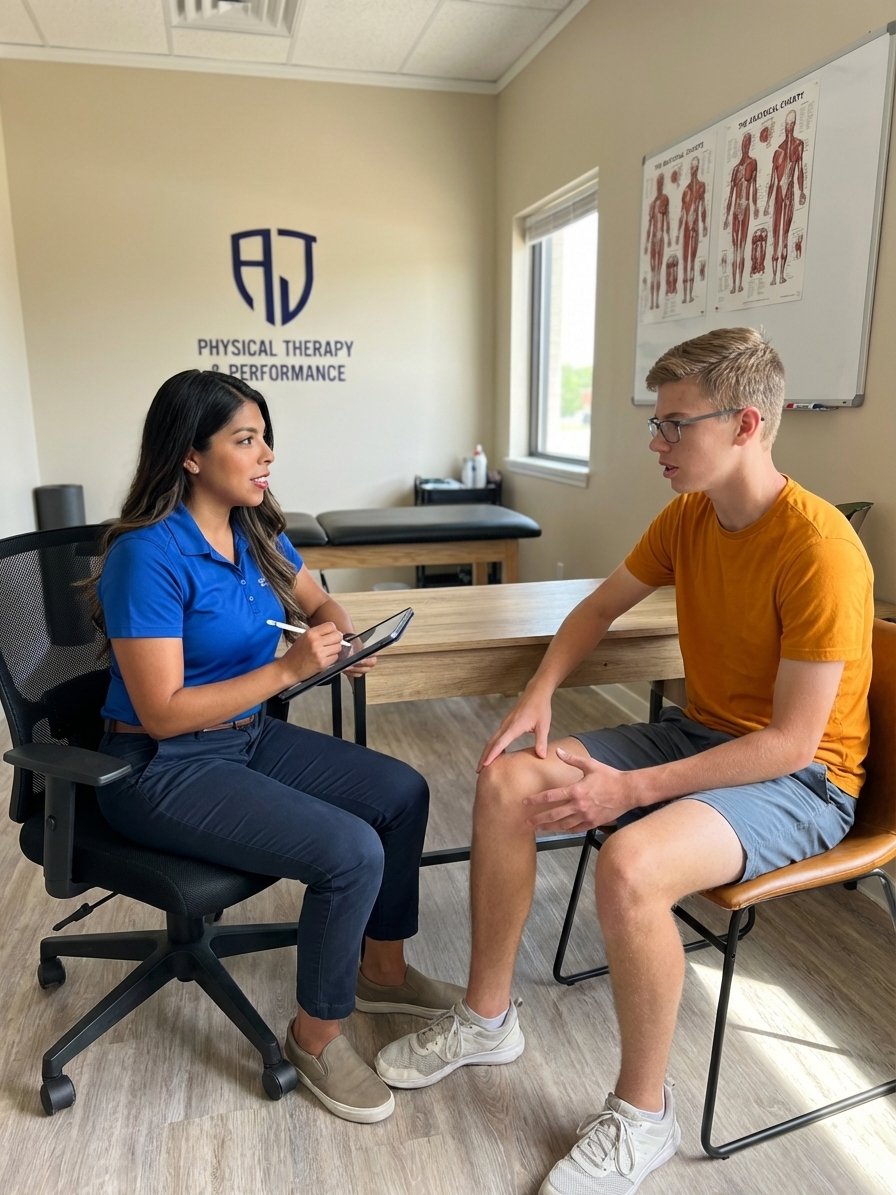Patient working with a provider at a performance physical therapy clinic in Ooltewah
