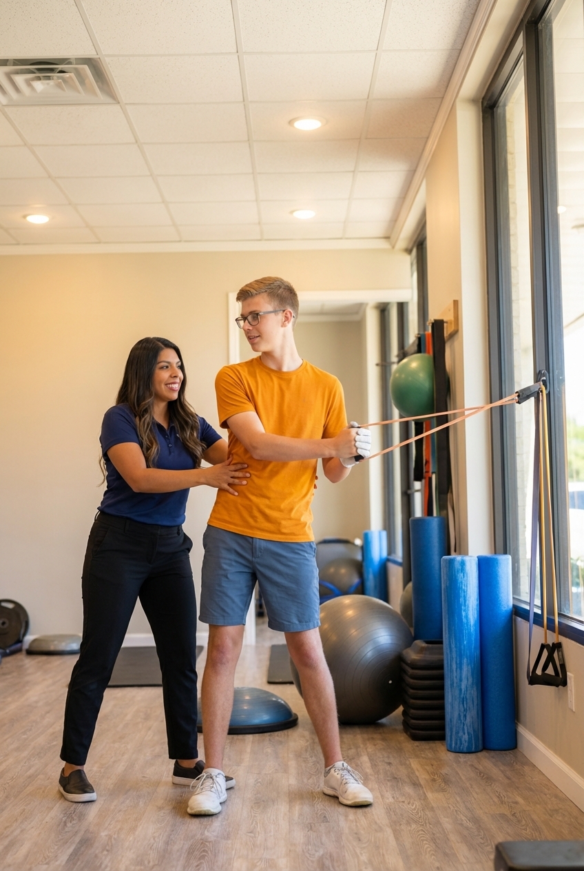 Golfer receiving specialized treatment at a physical therapy clinic in Ooltewah