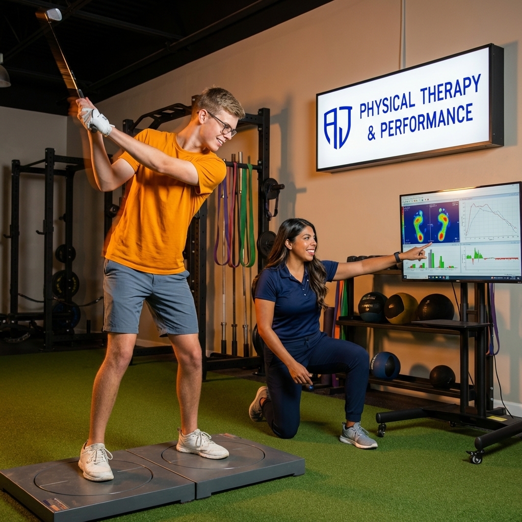 Golfer receiving specialized assessment at a golf physical therapy clinic in Ooltewah