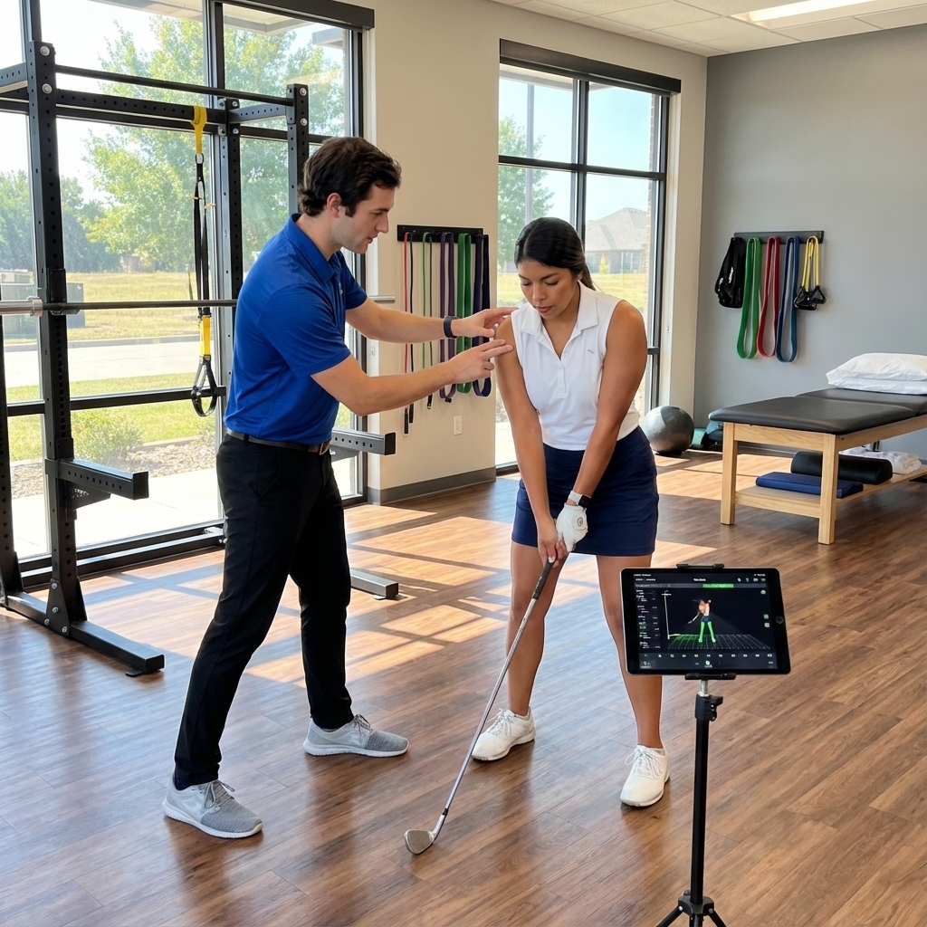  Patient working with a provider at a performance physical therapy clinic in Ooltewah